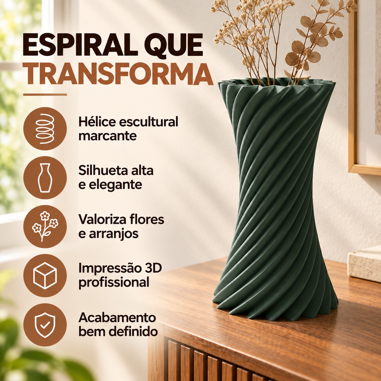 Vaso Espiral Martina Criandê Verde