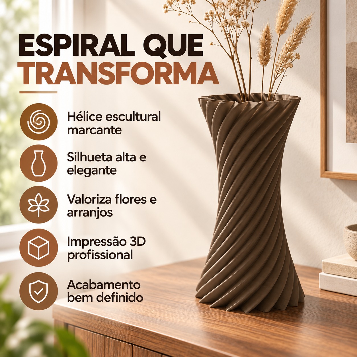 Vaso Espiral Martina Criandê Wood