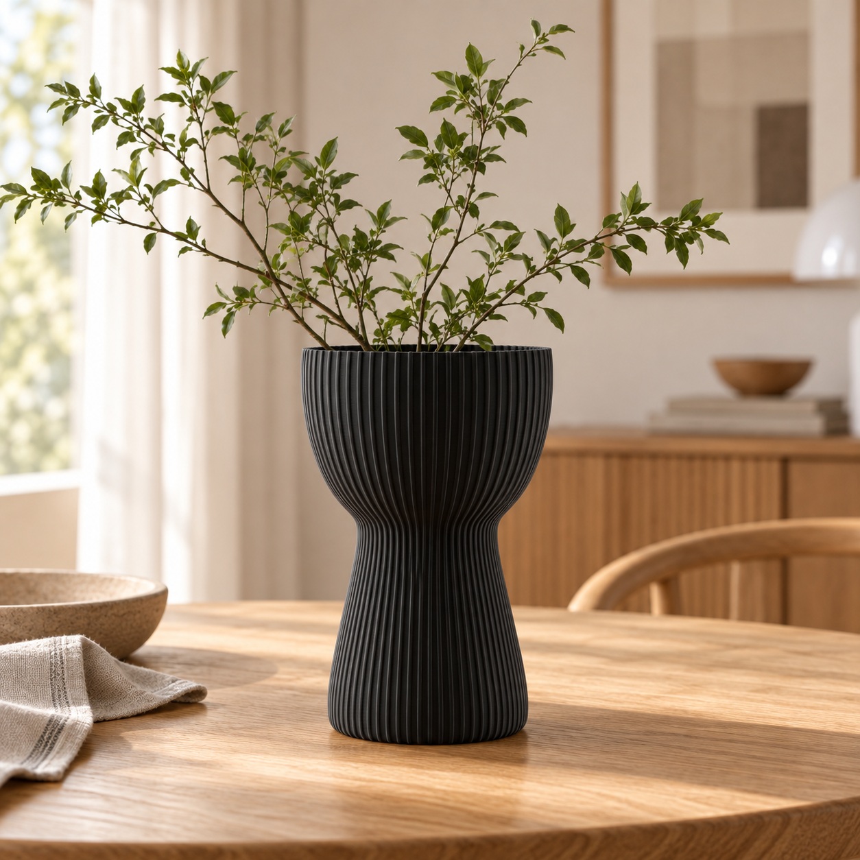 Vaso Copo Canelado Japandi Criandê Preto