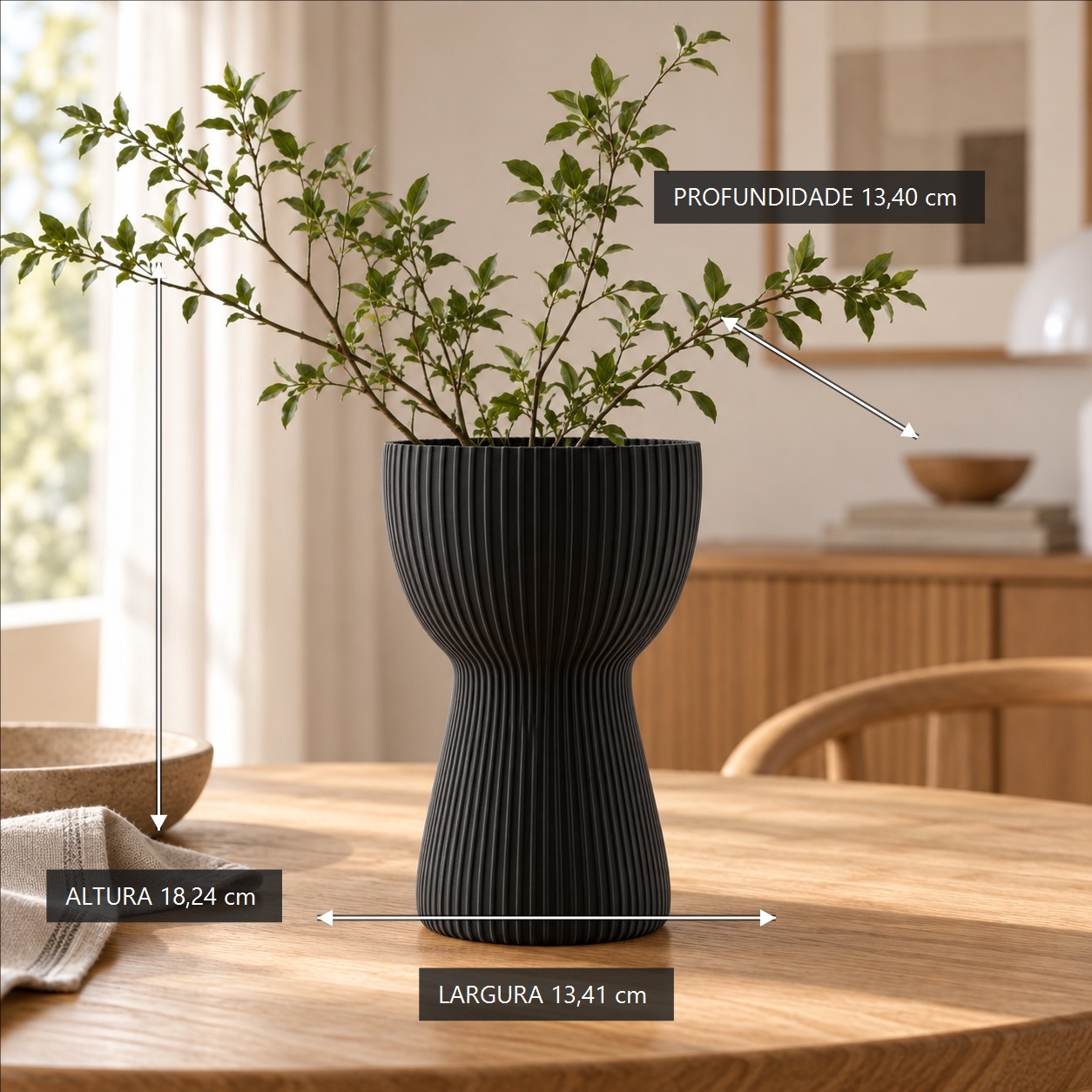 Vaso Copo Canelado Japandi Criandê Preto