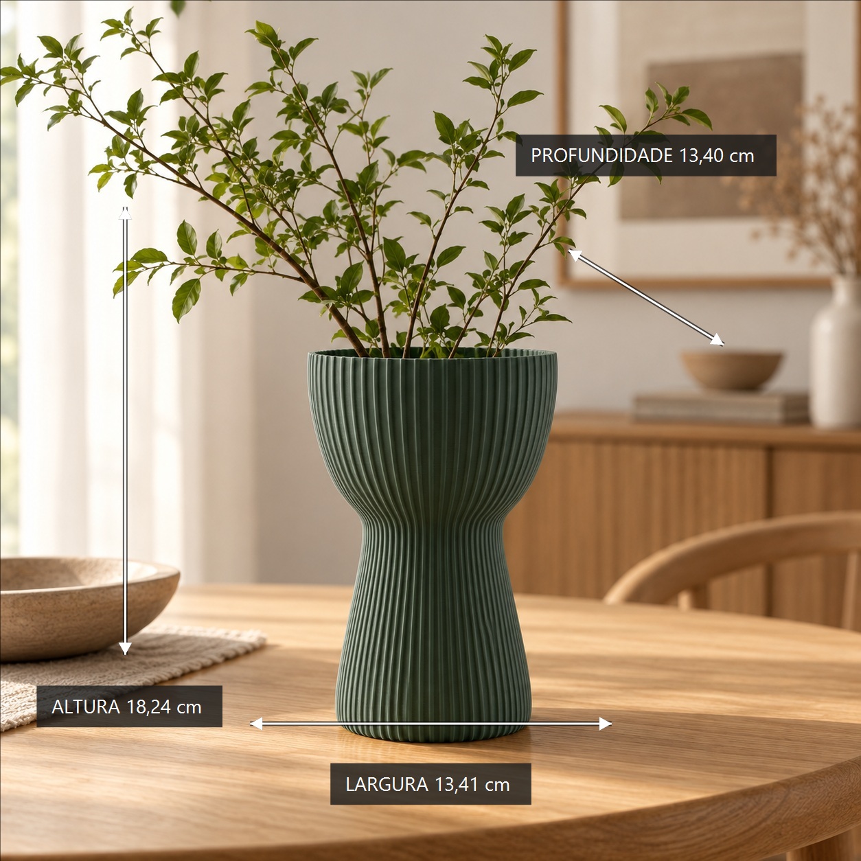 Vaso Copo Canelado Japandi Criandê Verde