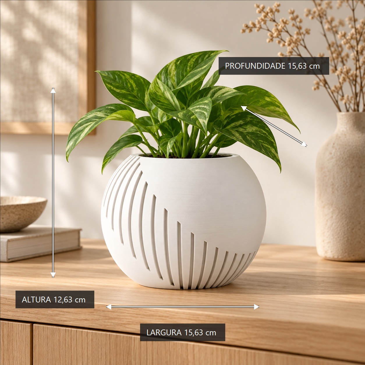 Vaso Japandi Esfera Criandê Branco