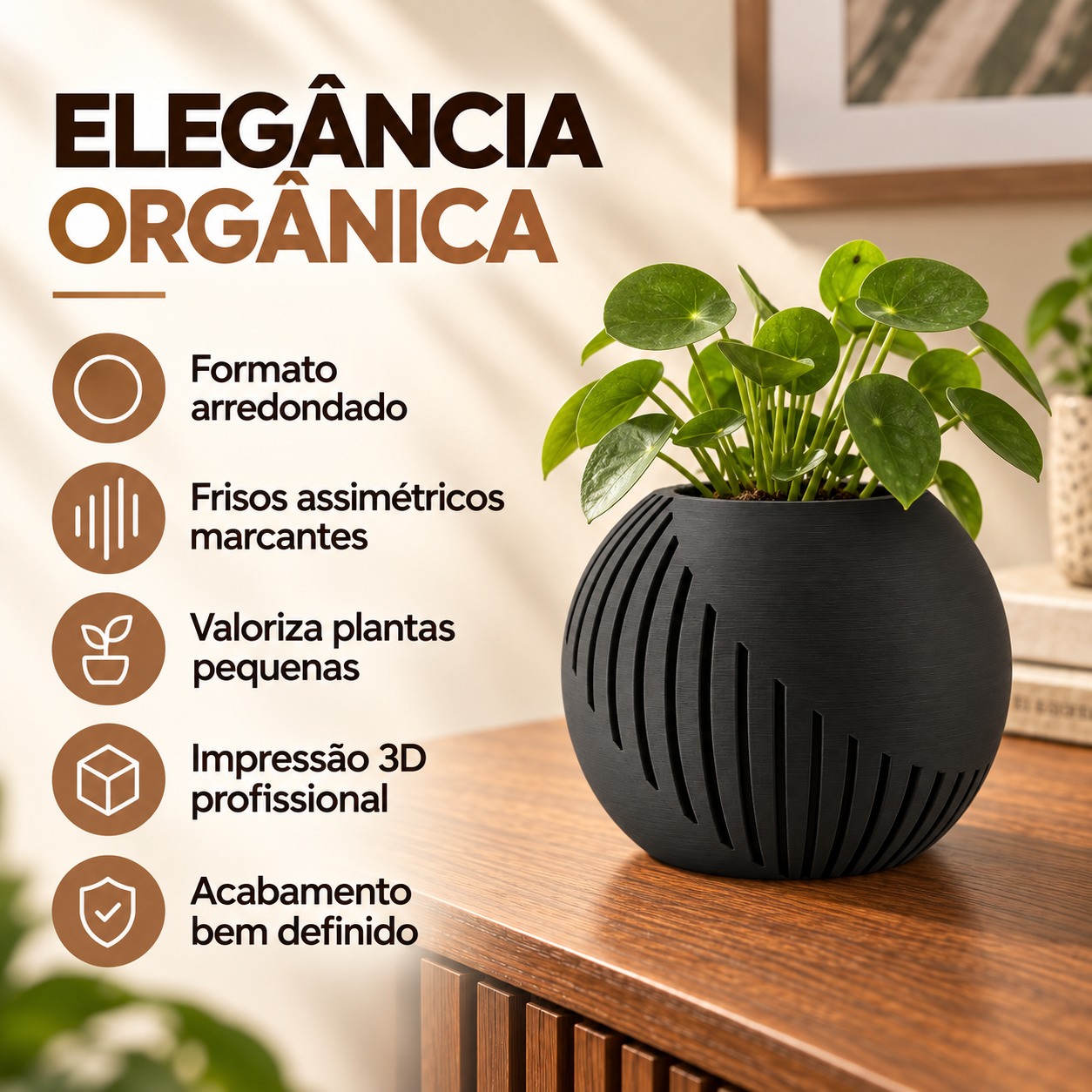 Vaso Japandi Esfera Criandê Preto