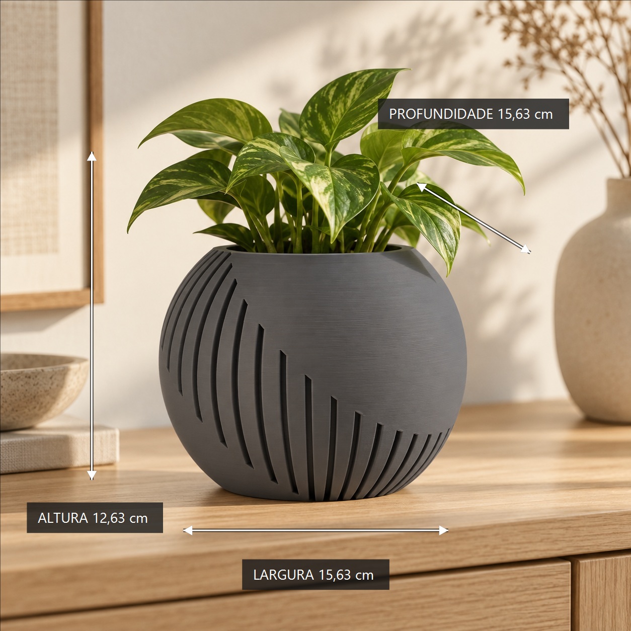 Vaso Japandi Esfera Criandê Cinza