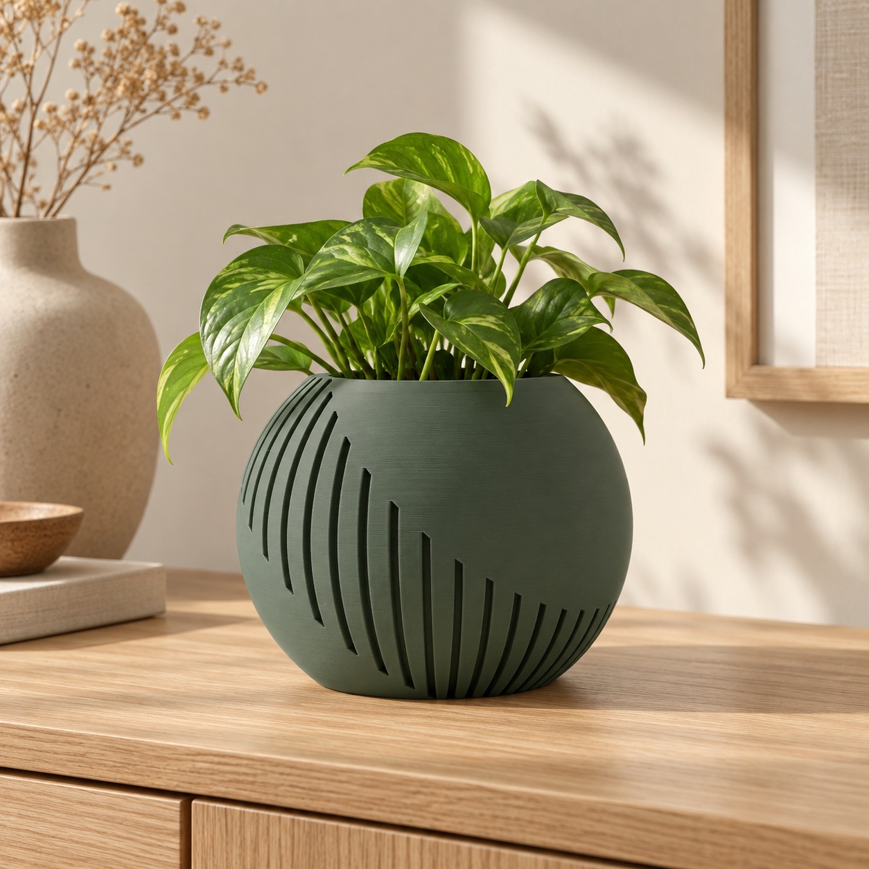 Vaso Japandi Esfera Criandê Verde