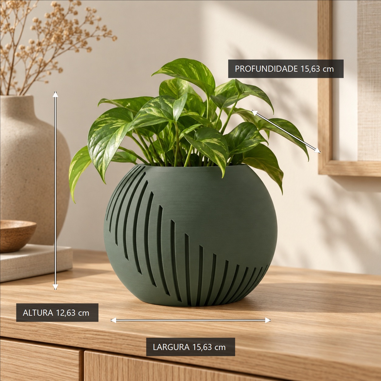 Vaso Japandi Esfera Criandê Verde