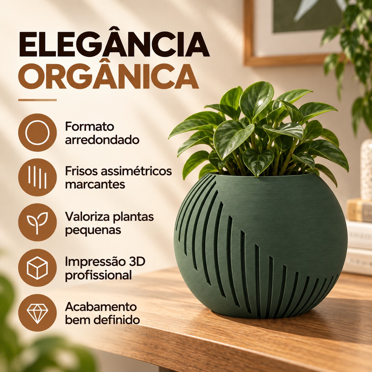 Vaso Japandi Esfera Criandê Verde