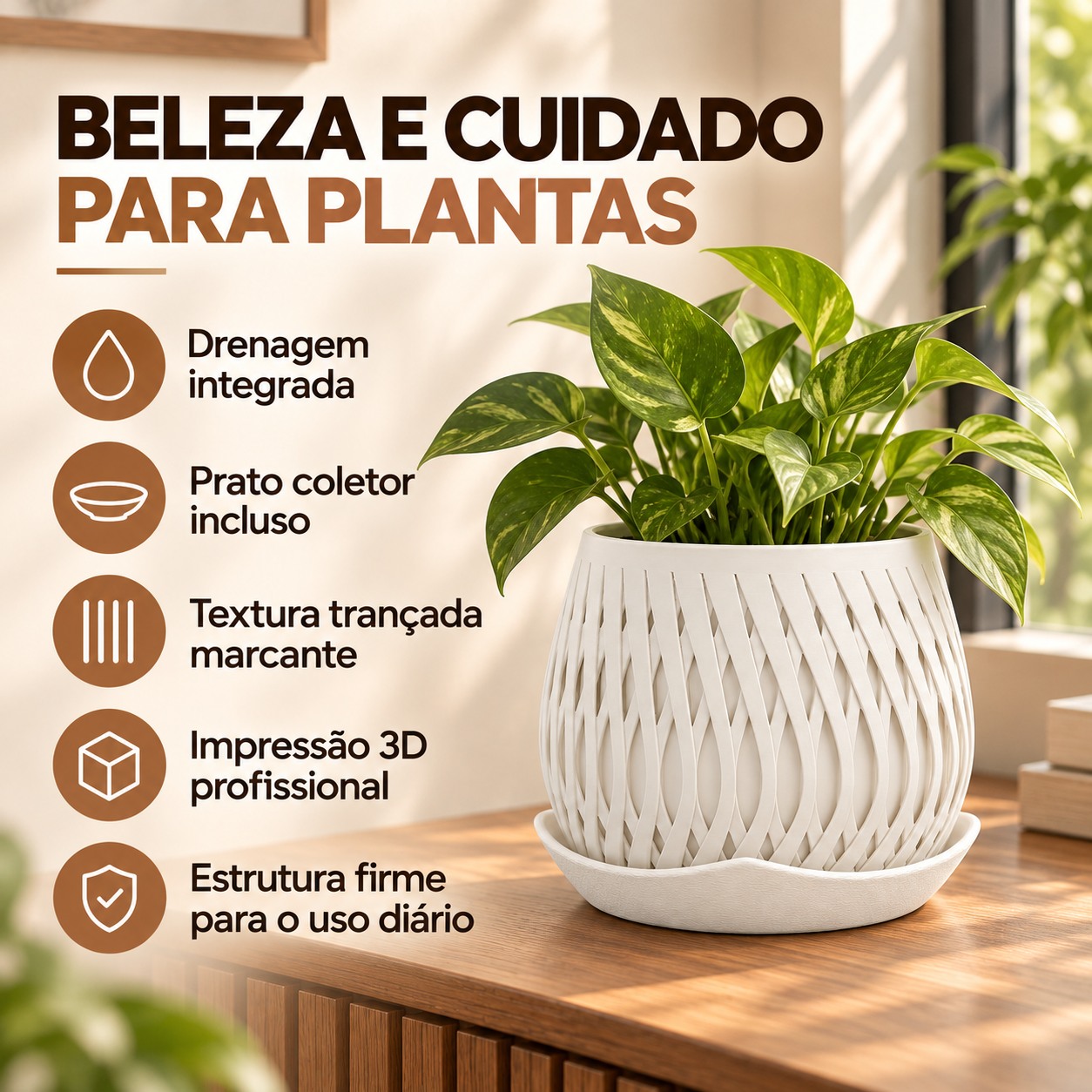 Vaso Trançado Ludovica com Prato Criandê Branco