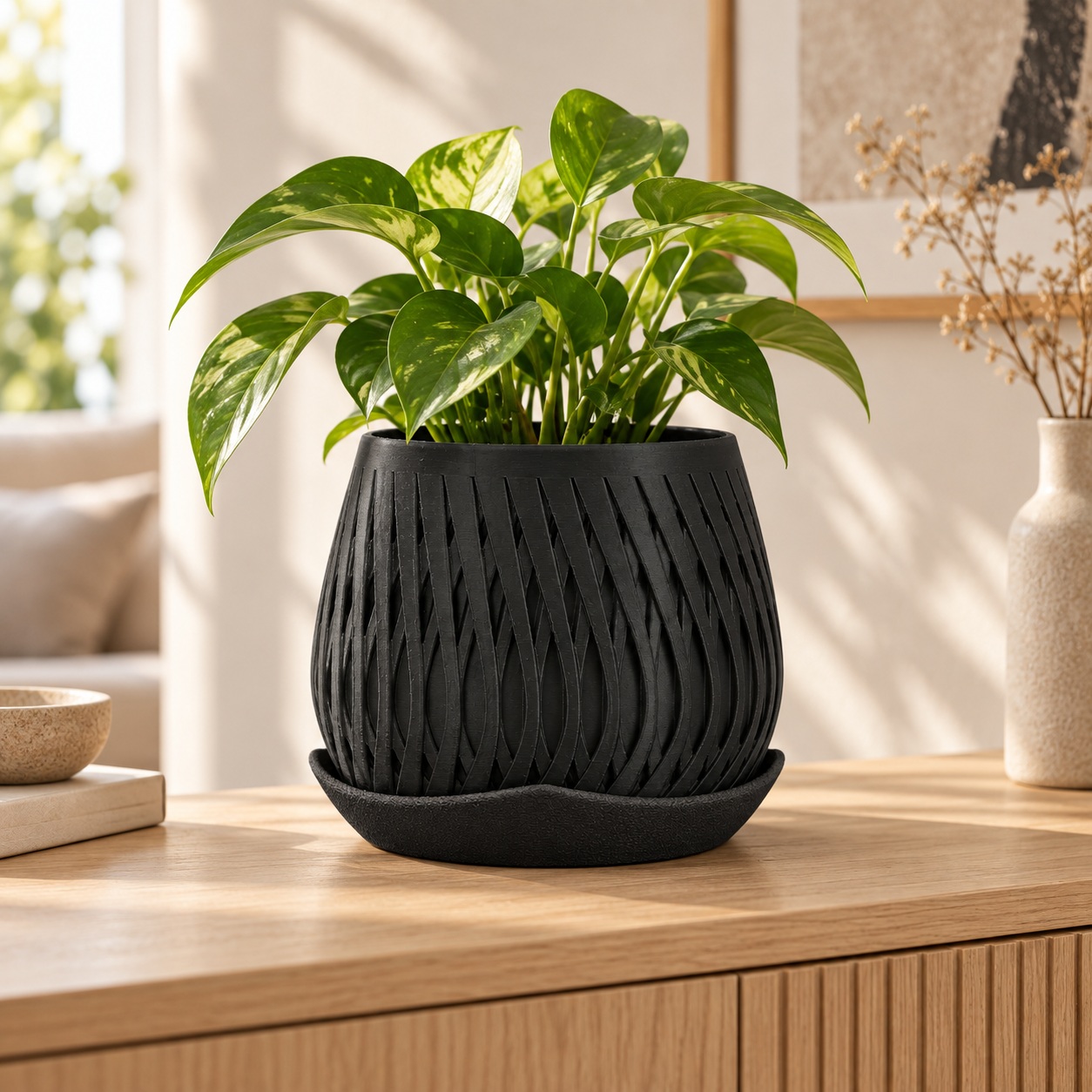 Vaso Trançado Ludovica com Prato Criandê Preto