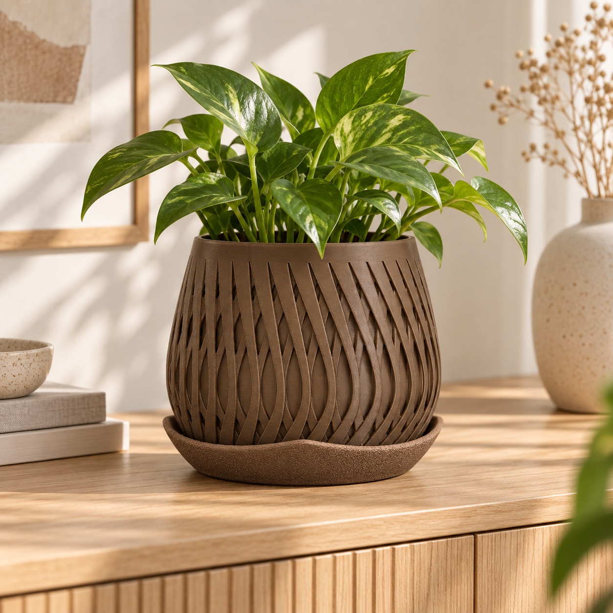 Vaso Trançado Ludovica com Prato Criandê Wood