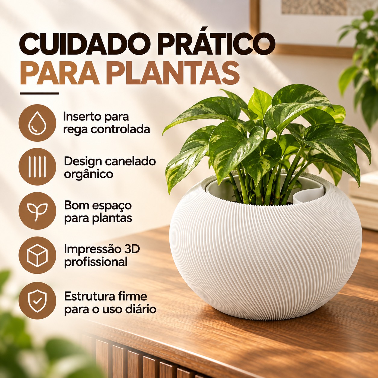 Vaso Grimalda com Inserto Criandê Branco