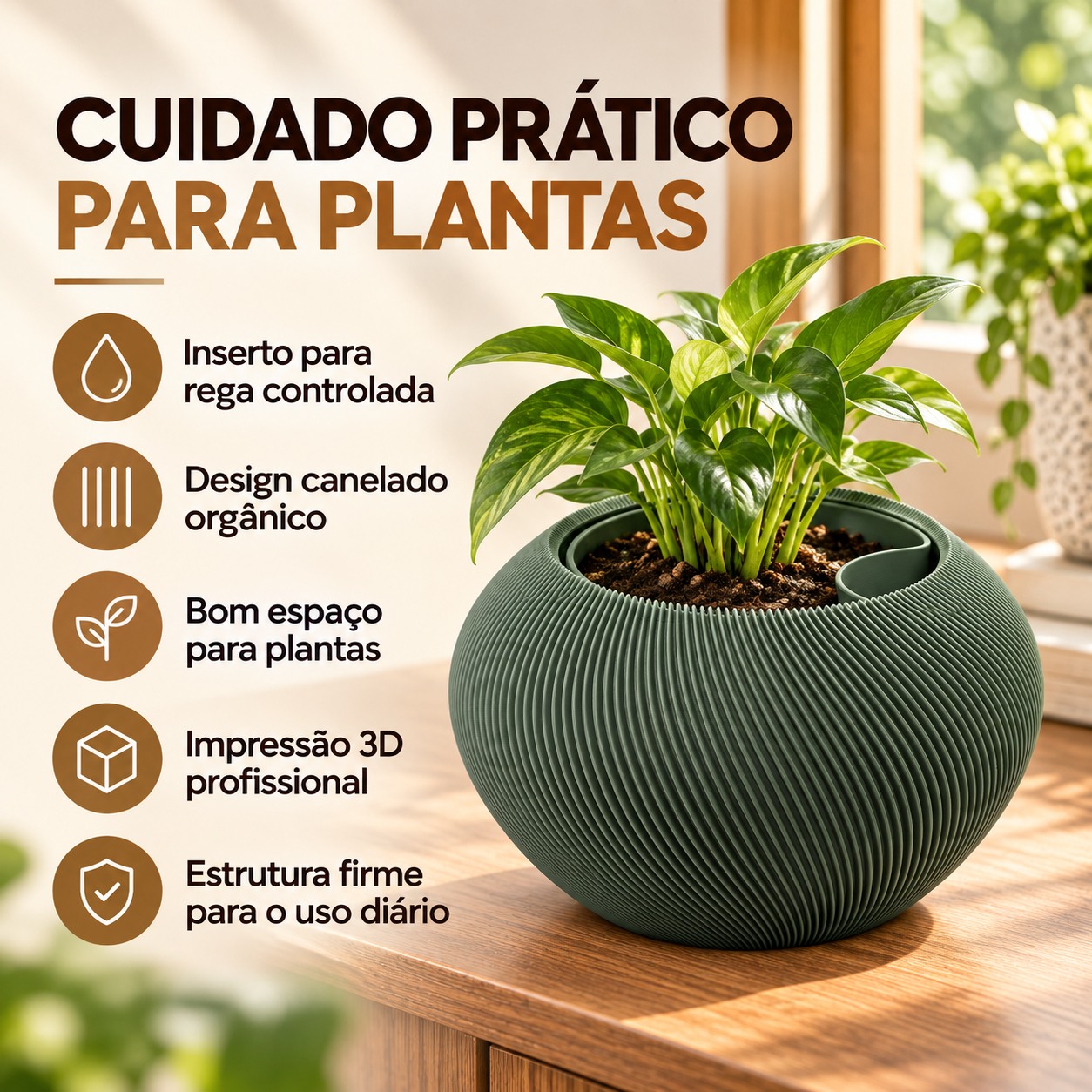 Vaso Grimalda com Inserto Criandê Verde