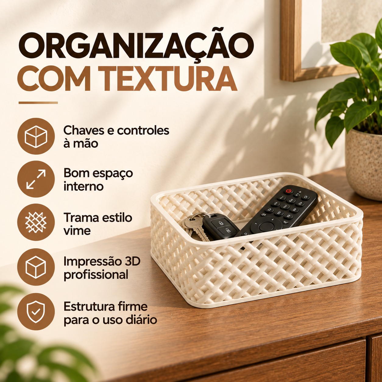 Cesto Organizador Trançado Criandê Branco