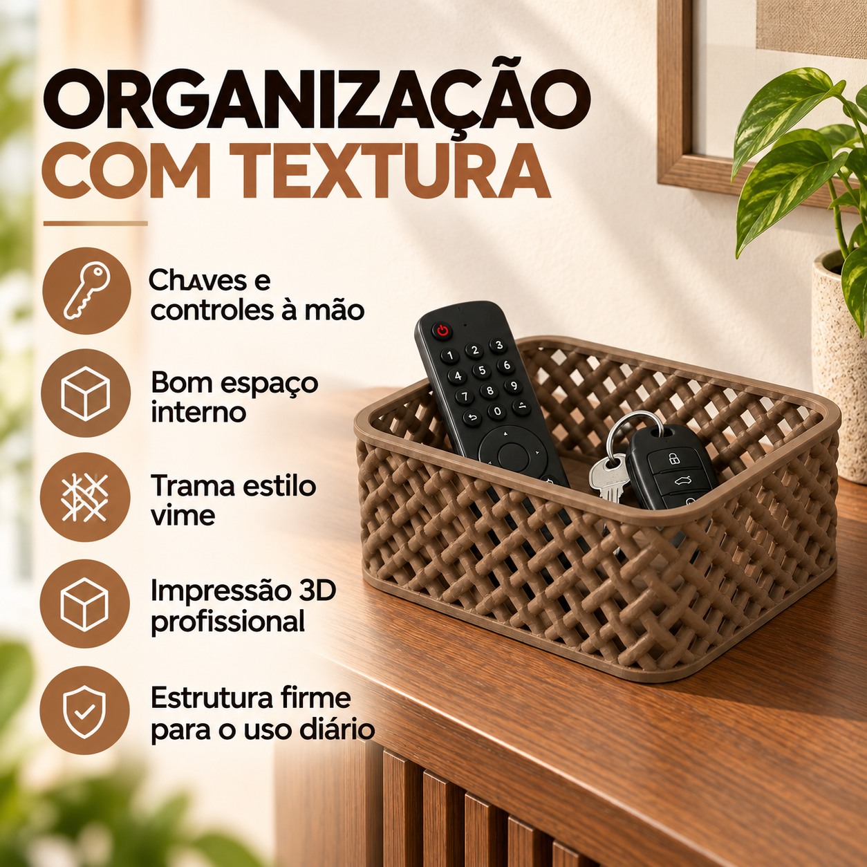 Cesto Organizador Trançado Criandê Wood