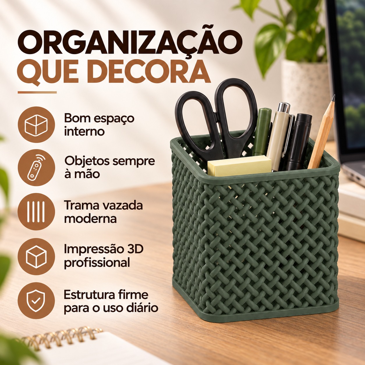 Caixa Organizadora Trançada Criandê Verde