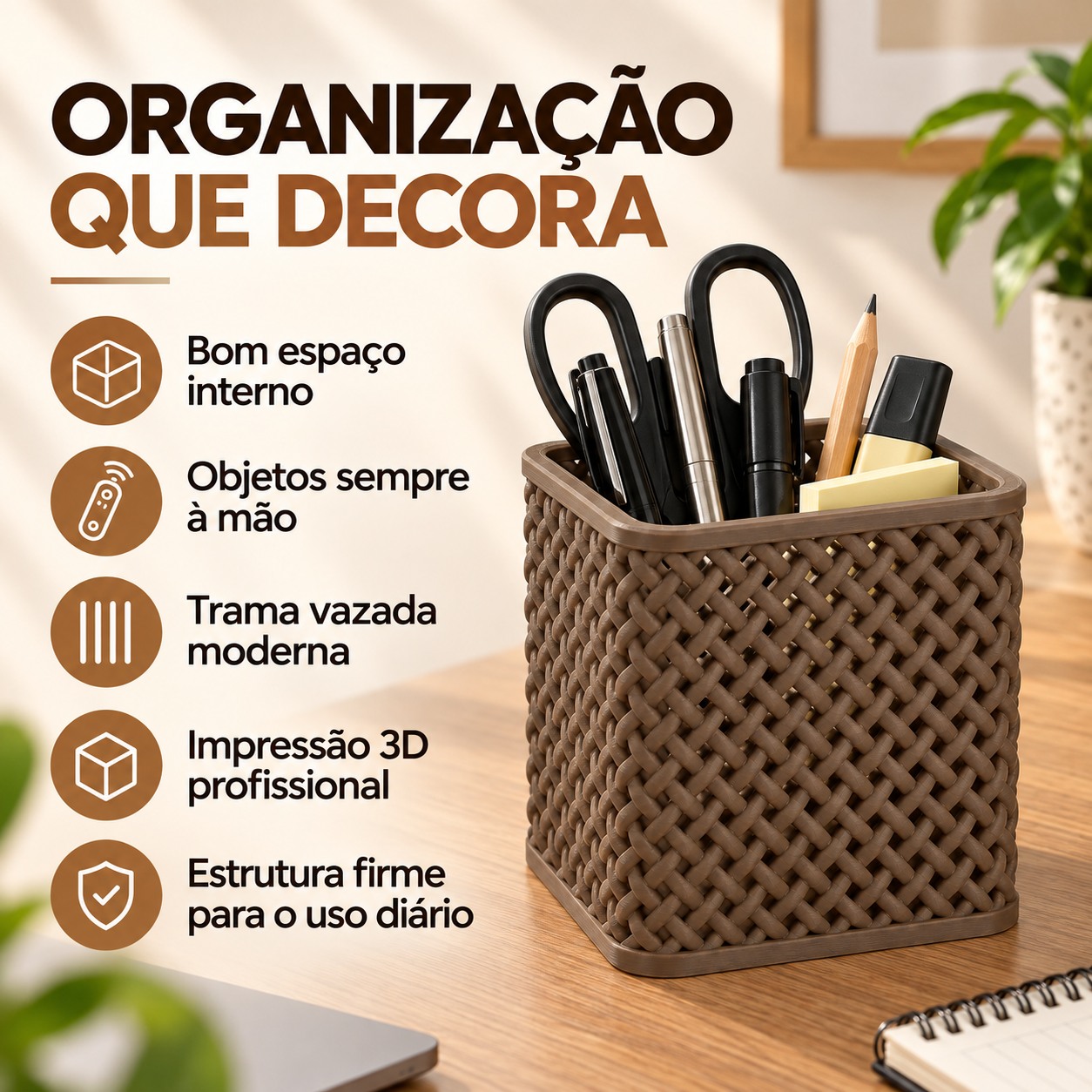 Caixa Organizadora Trançada Criandê Wood