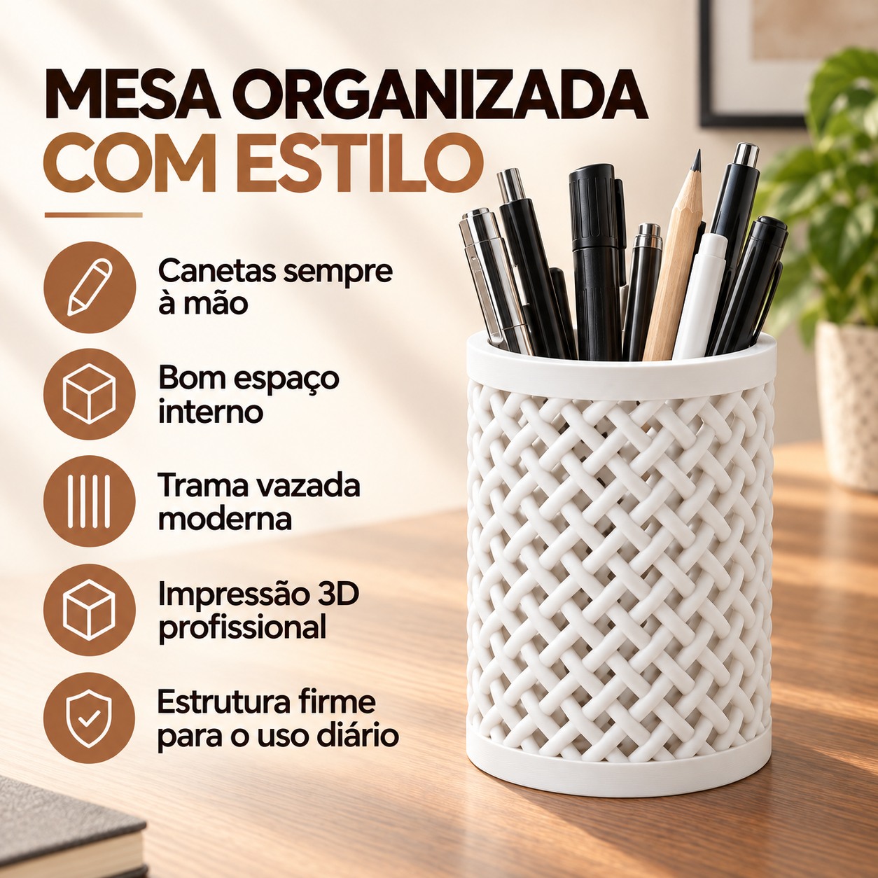 Porta-Lápis Trançado Criandê Branco