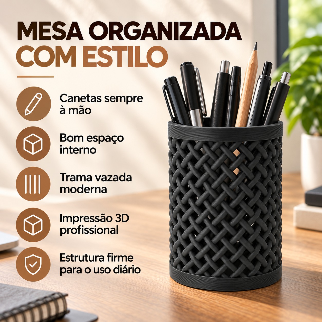 Porta-Lápis Trançado Criandê Preto