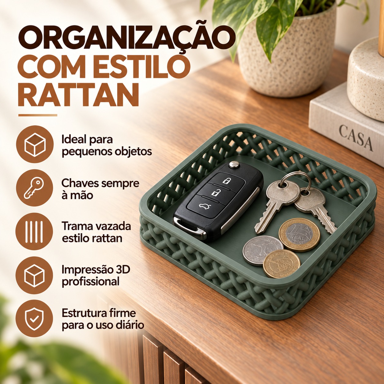 Bandeja Organizadora Trançada Criandê Verde