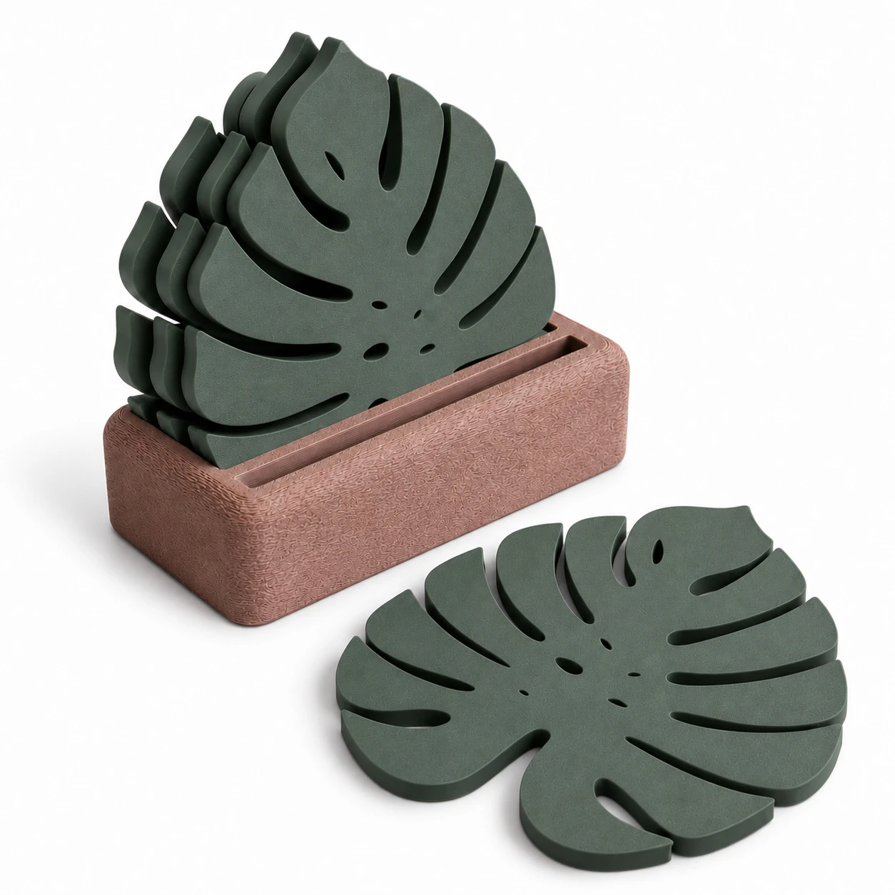 Porta-Copos Folha de Monstera com Suporte Criandê Verde