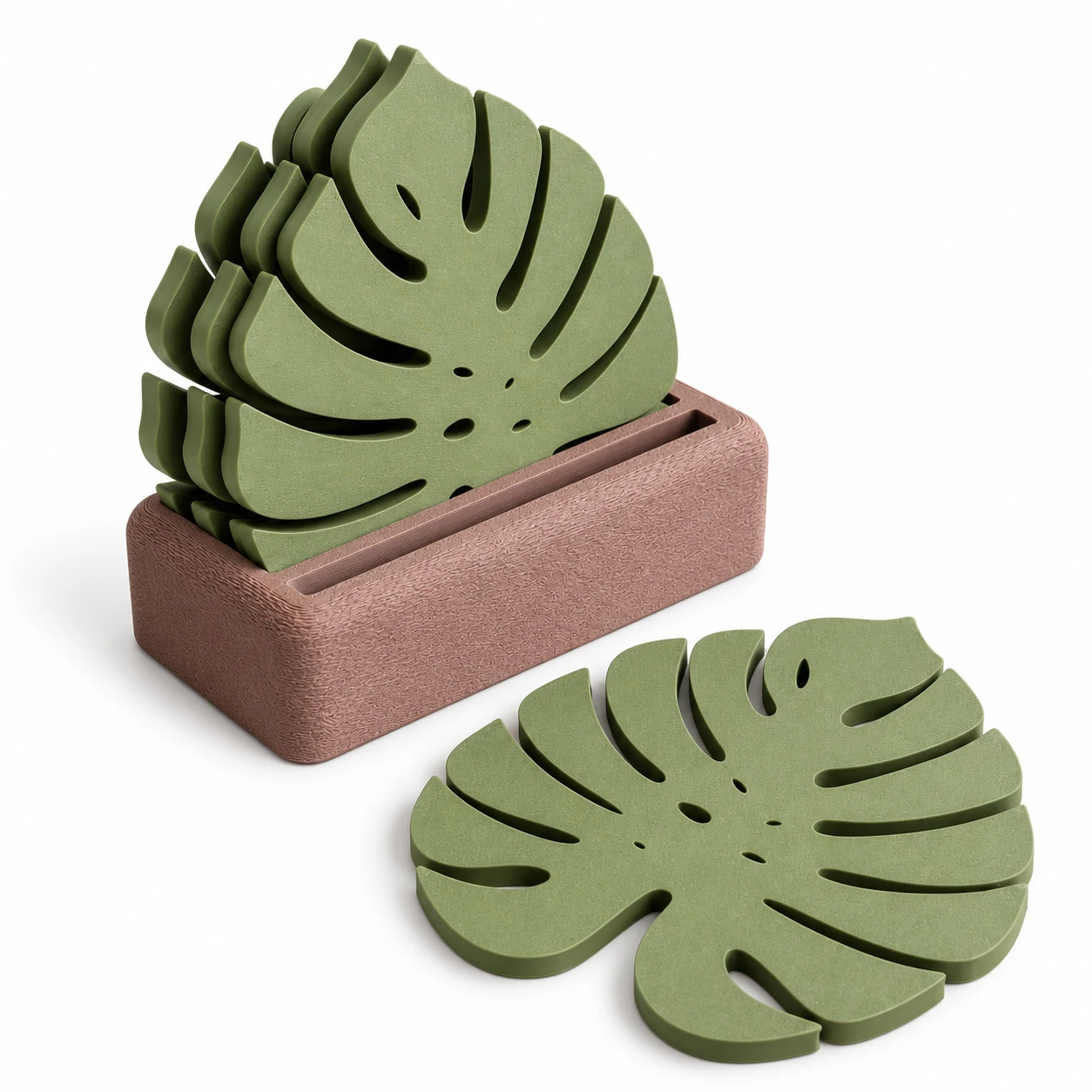 Porta-Copos Folha de Monstera com Suporte Criandê Wood