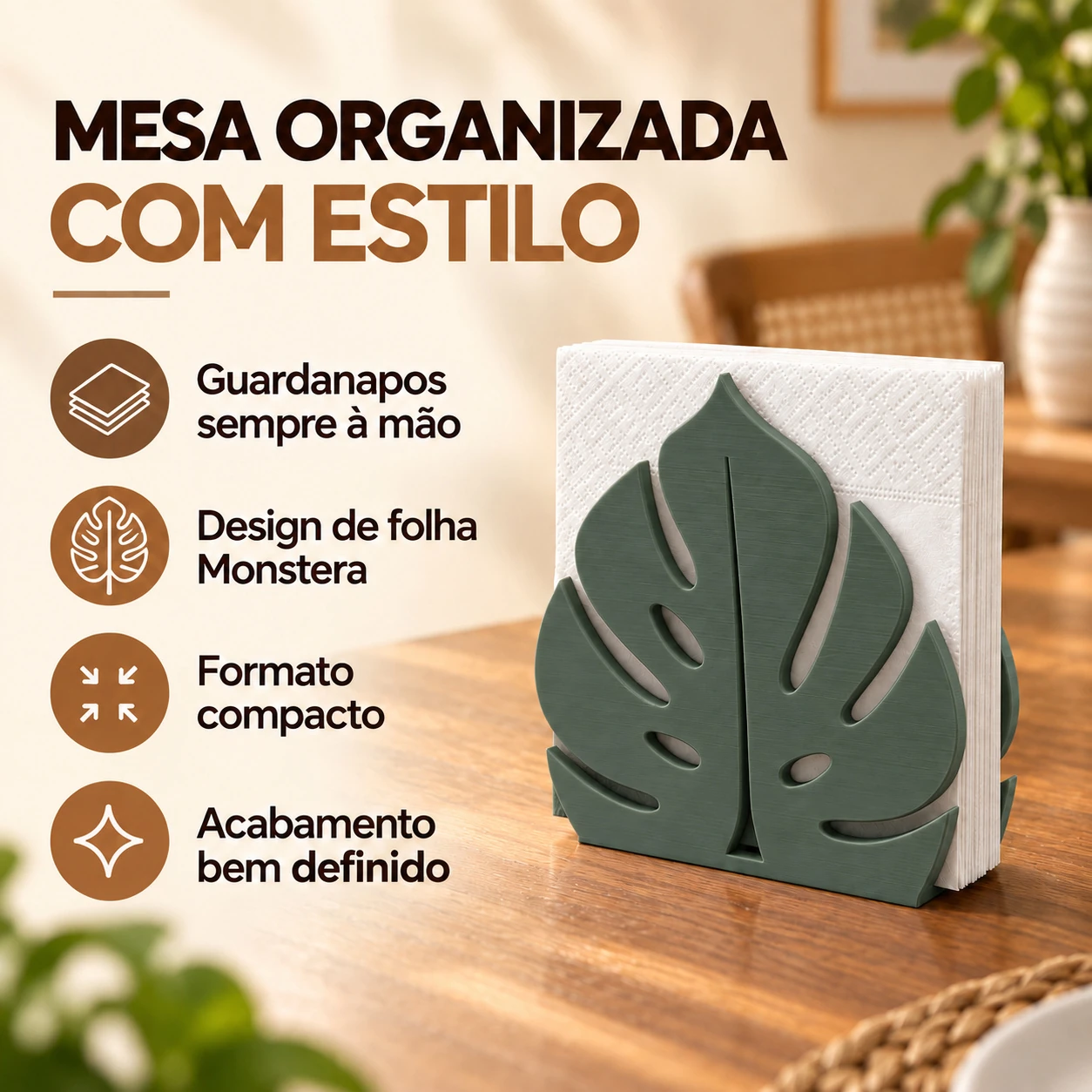 Porta-Guardanapo Monstera Criandê Verde