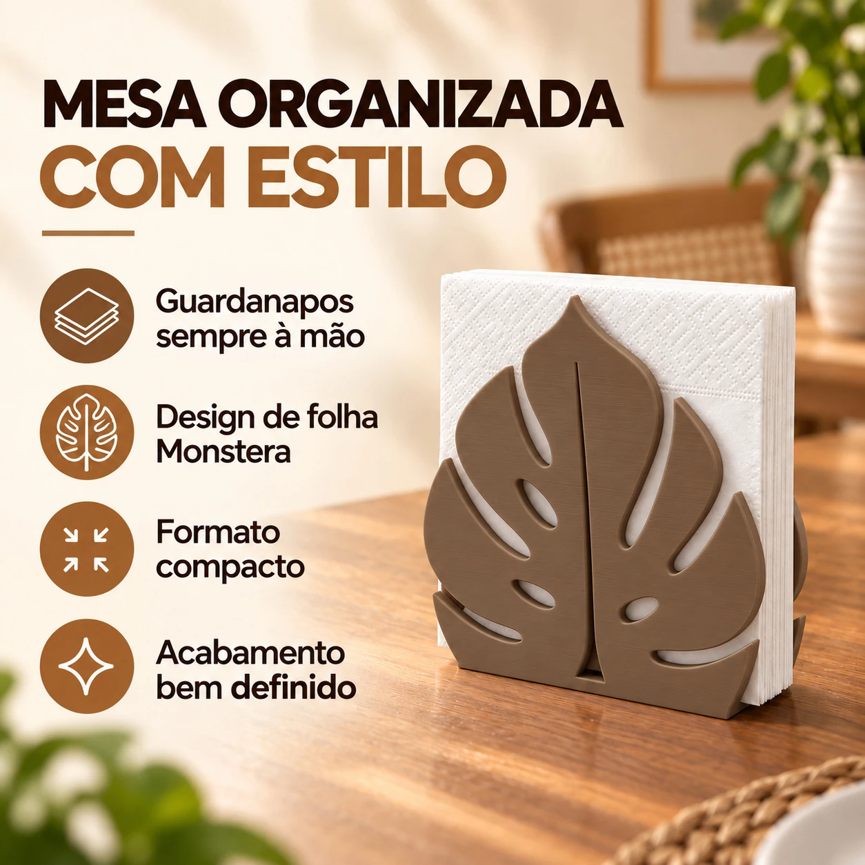 Porta-Guardanapo Monstera Criandê Wood