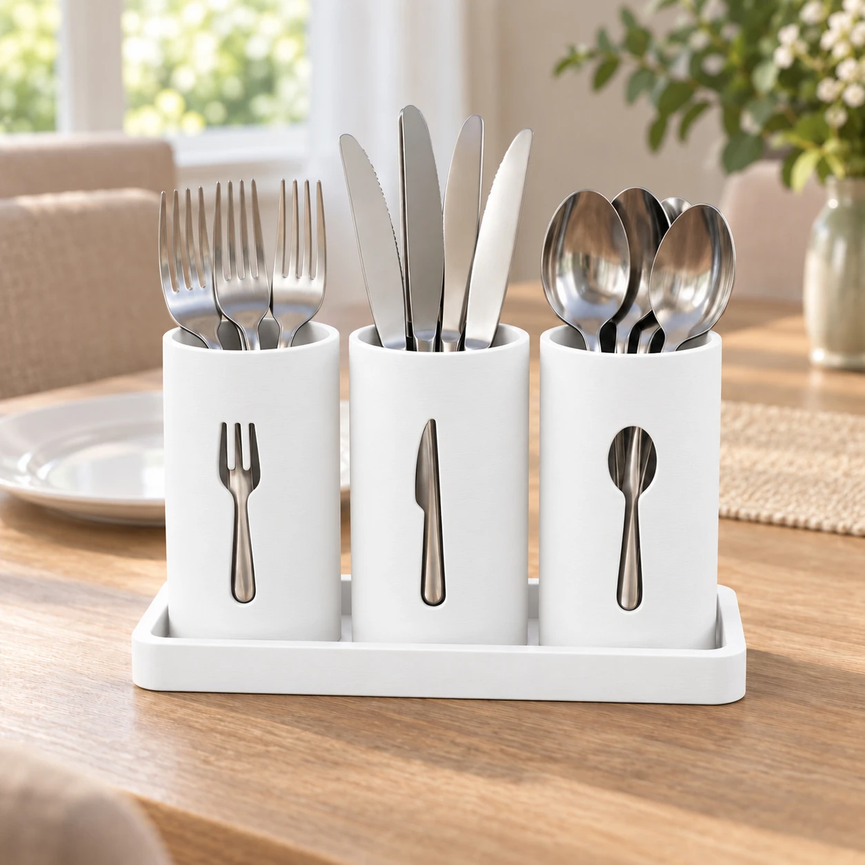 Suporte Moderno para Talheres de Mesa Criandê Branco