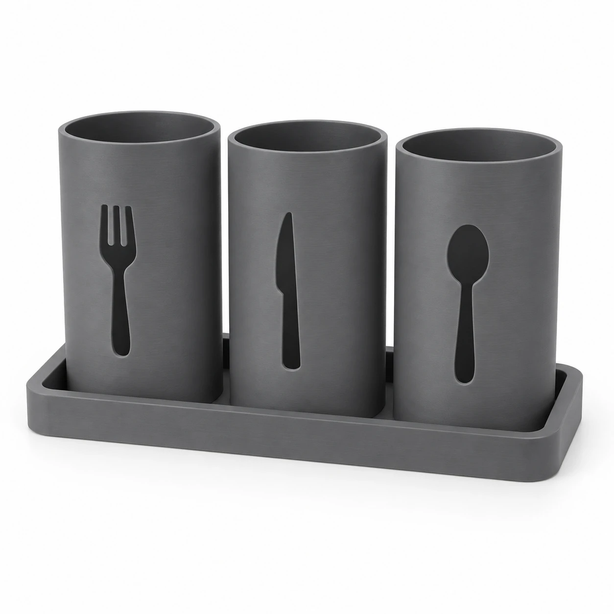 Suporte Moderno para Talheres de Mesa Criandê Cinza
