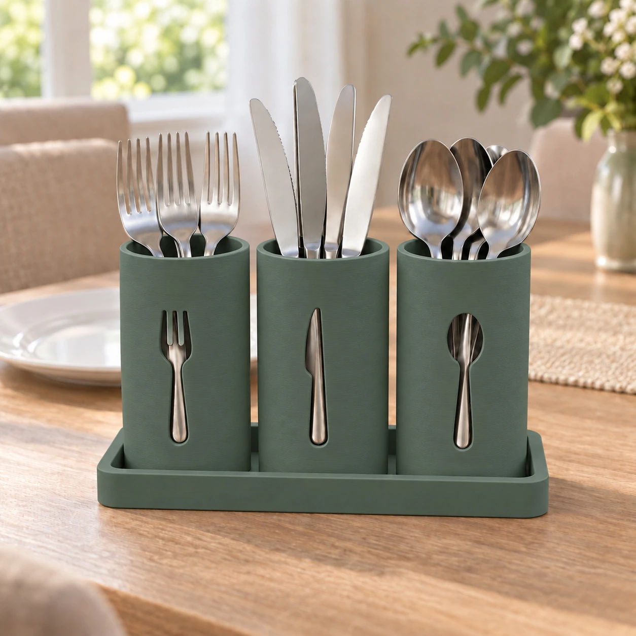 Suporte Moderno para Talheres de Mesa Criandê Verde
