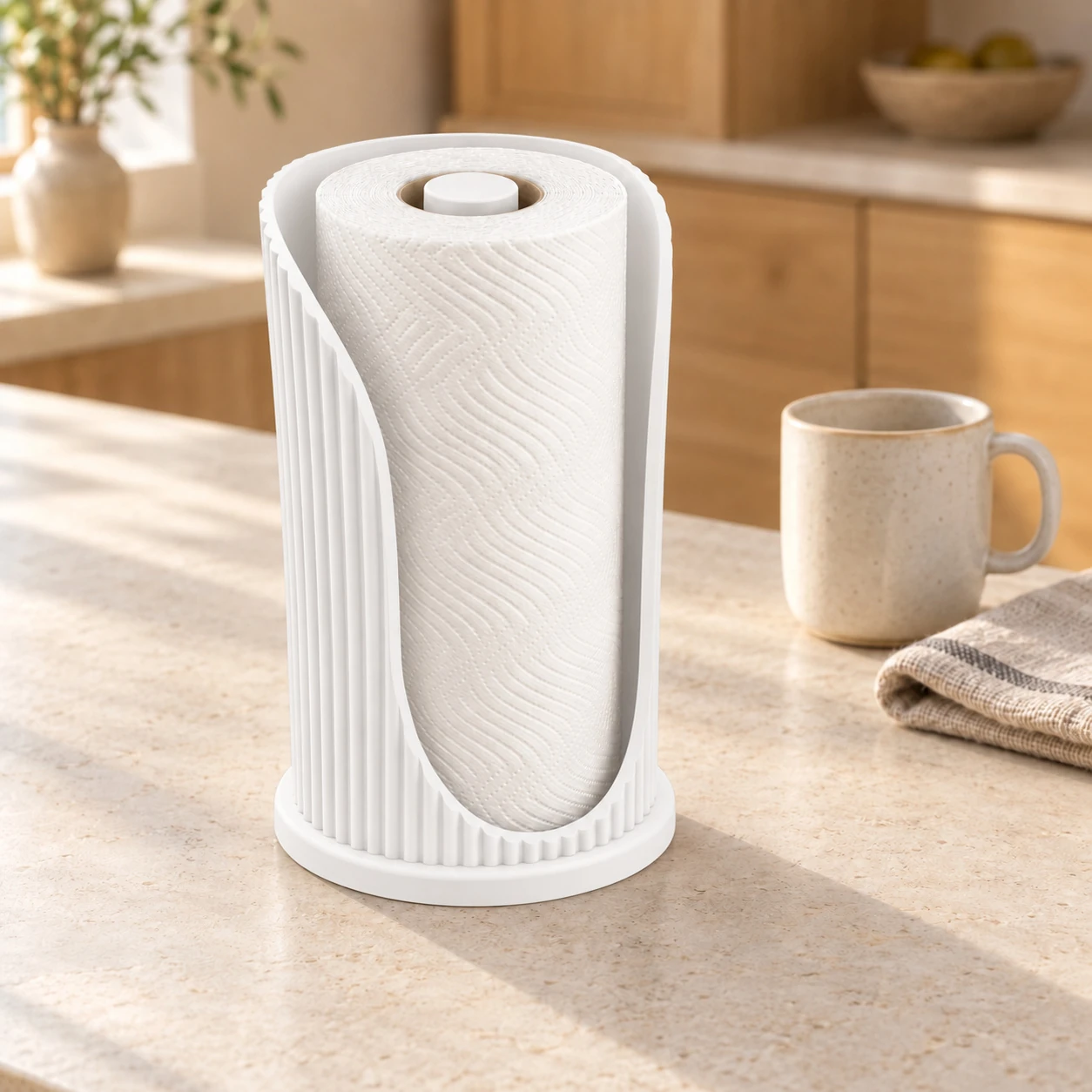 Suporte de Papel Toalha Japandi Coleção Aura Criandê Branco