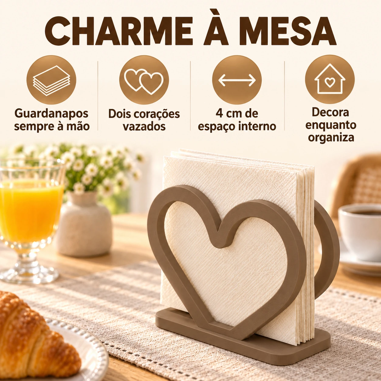 Porta-Guardanapo Coração Criandê Wood
