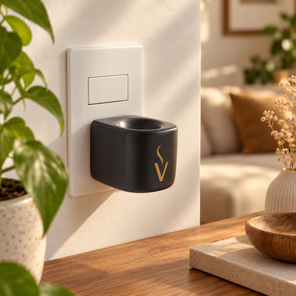 Difusor Aromatizador Elétrico Via Aroma Original Porcelana Matte Black Bivolt
