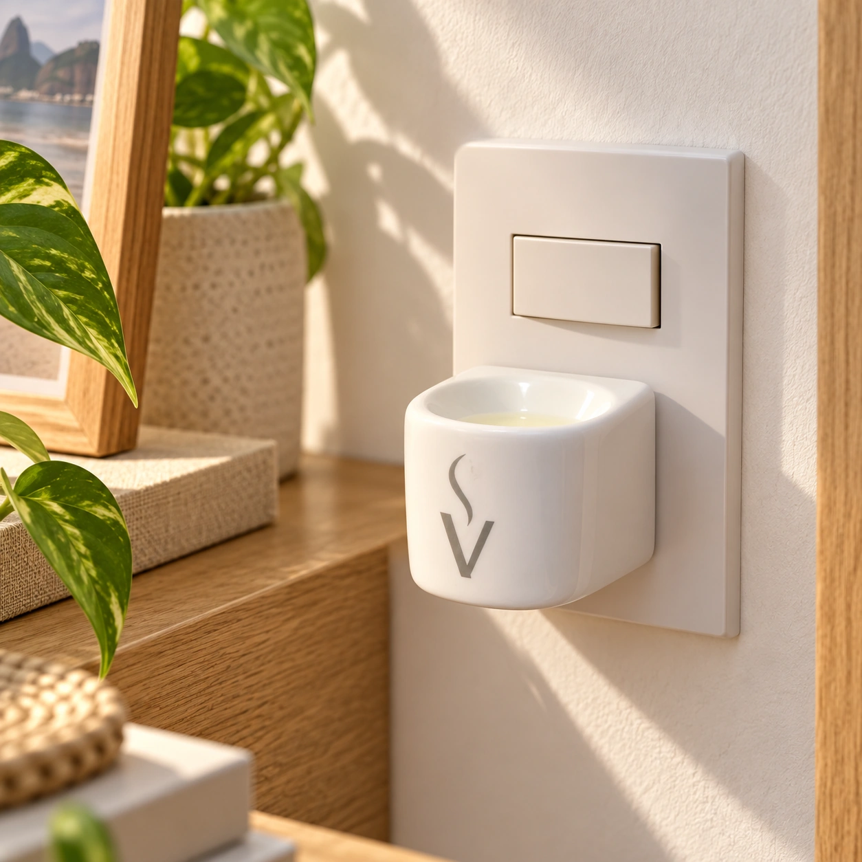 Difusor Aromatizador Elétrico Via Aroma Original Porcelana Branco Bivolt