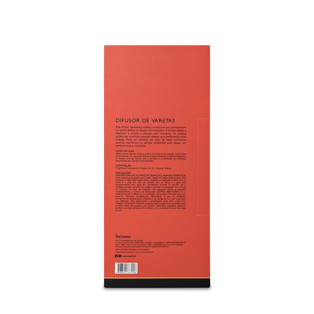 Difusor de Varetas Via Aroma Maçã com Canela 200 ml