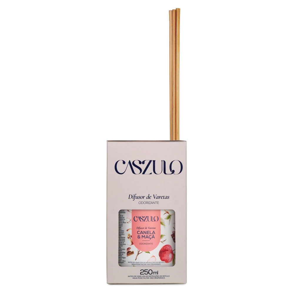 Difusor de Varetas Caszulo Via Aroma Canela e Maçã 250 ml