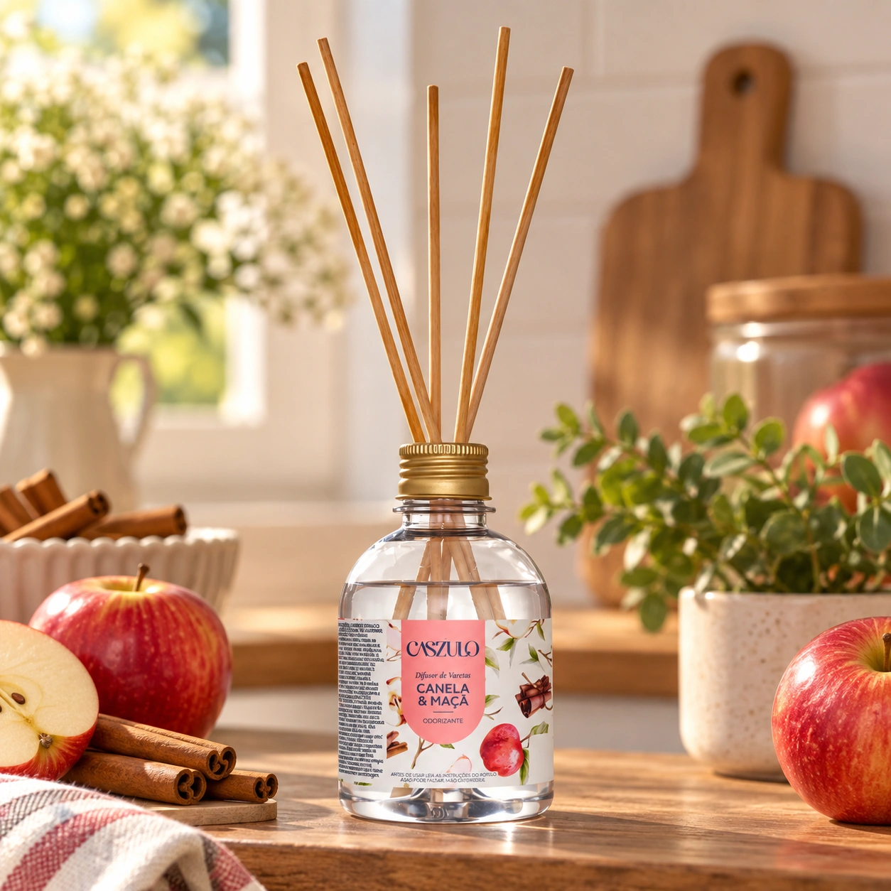 Difusor de Varetas Caszulo Via Aroma Canela e Maçã 250 ml