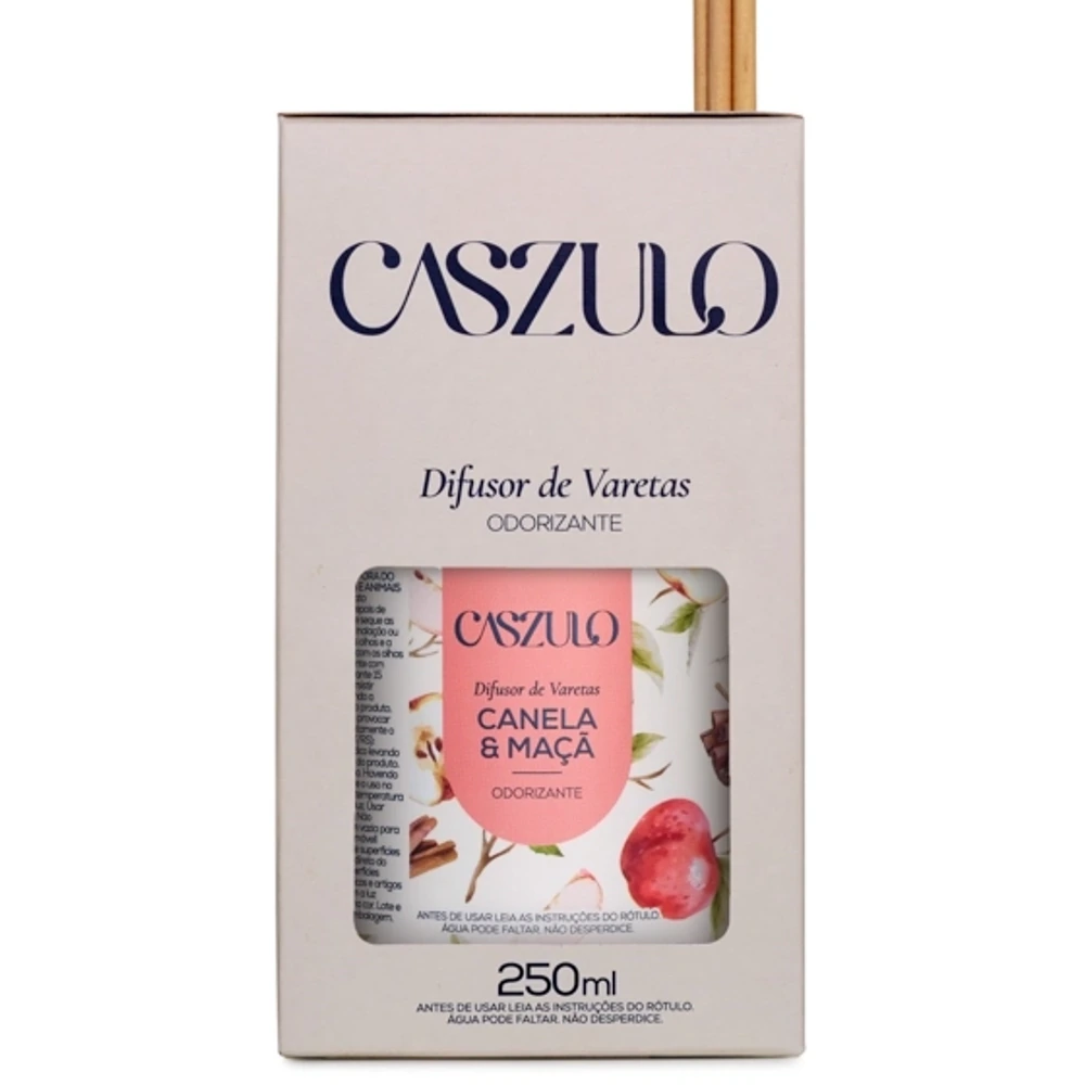 Difusor de Varetas Caszulo Via Aroma Canela e Maçã 250 ml
