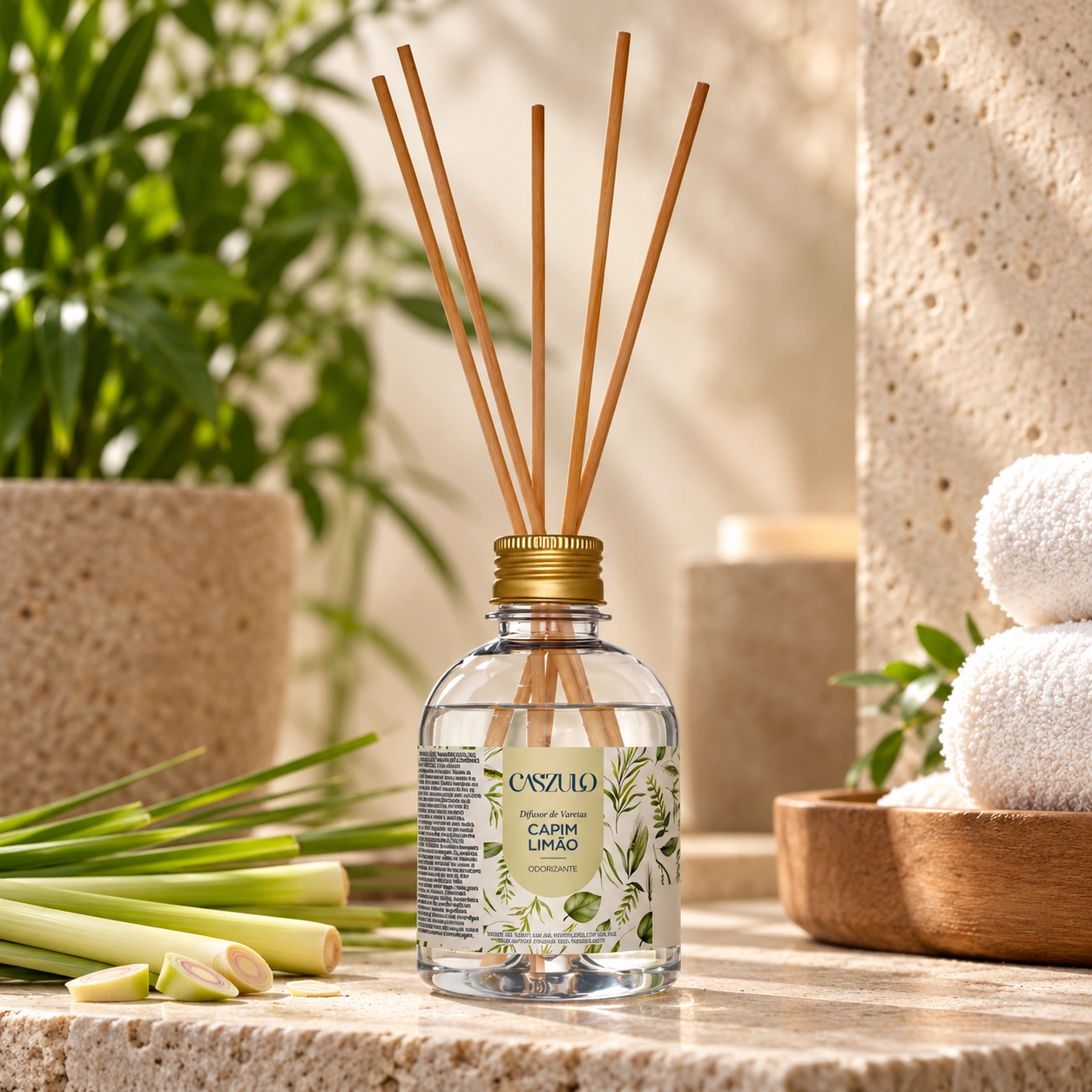 Difusor de Varetas Caszulo Via Aroma Capim Limão 250 ml