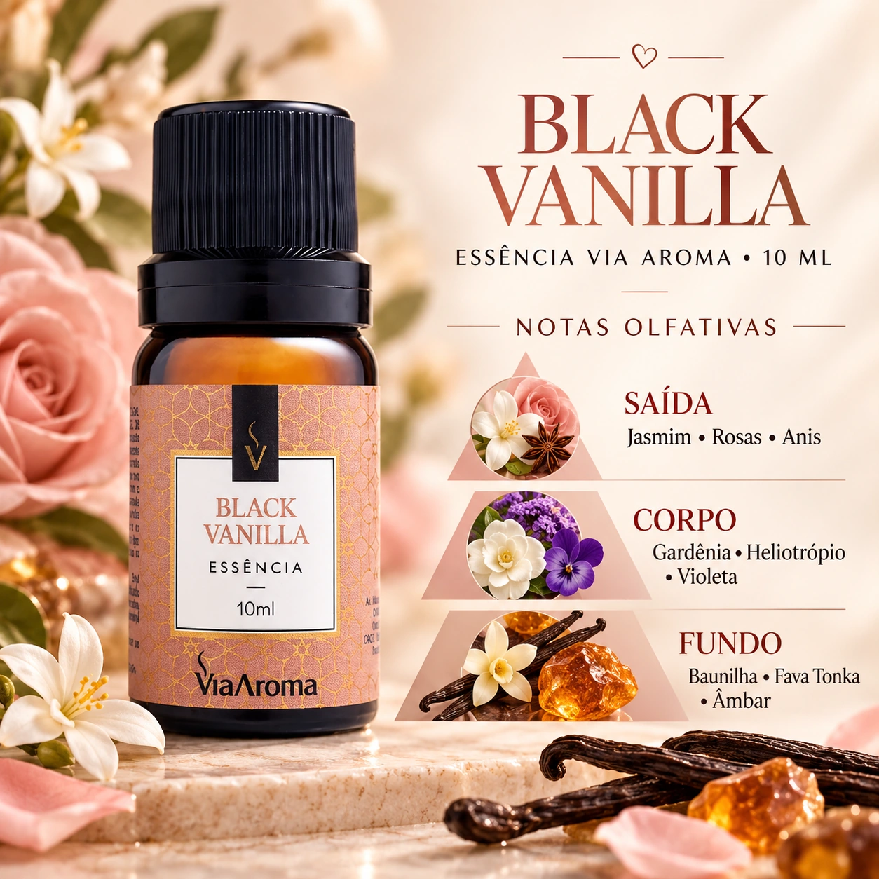 Essência Black Vanilla Via Aroma 10 ml