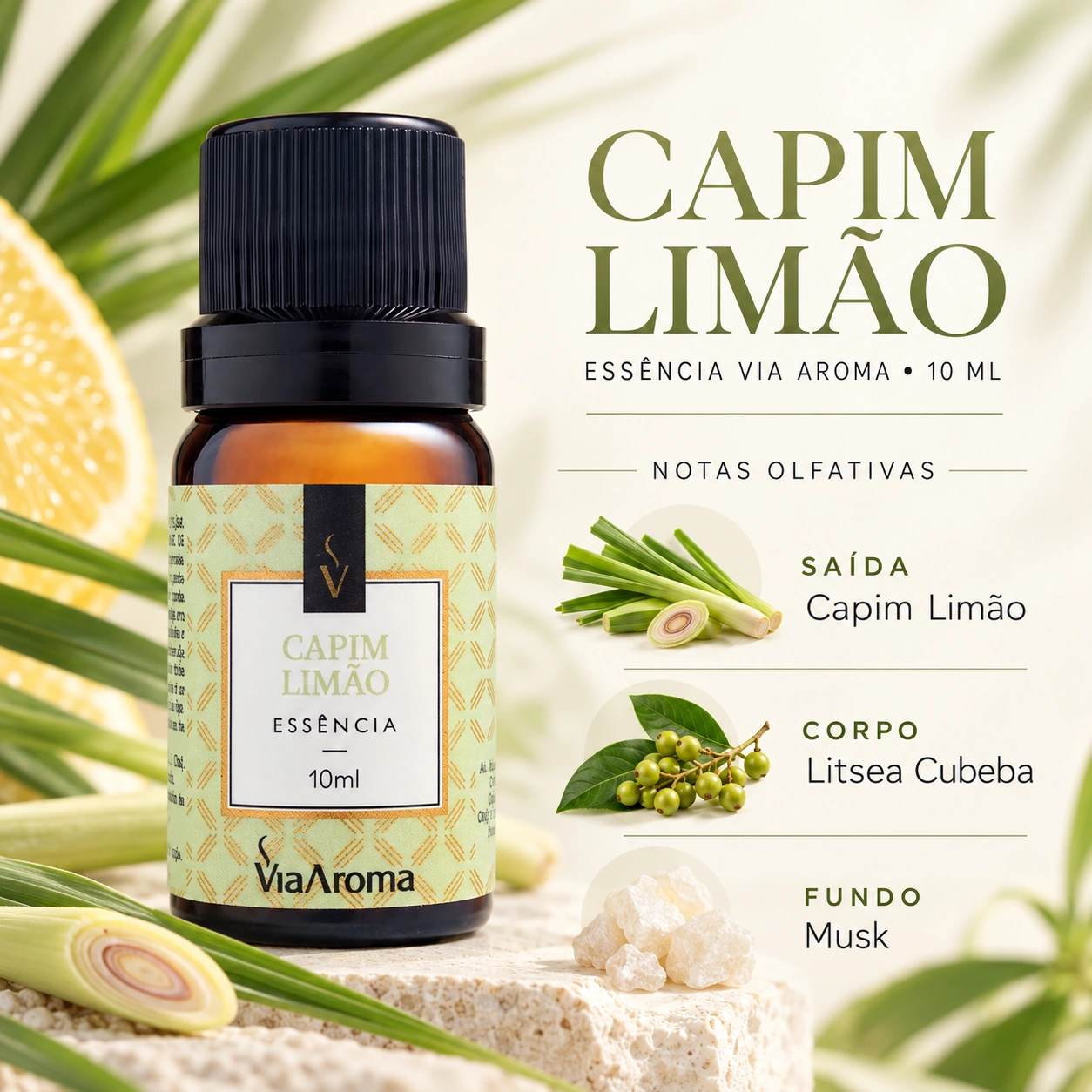 Essência Capim Limão Via Aroma 10 ml