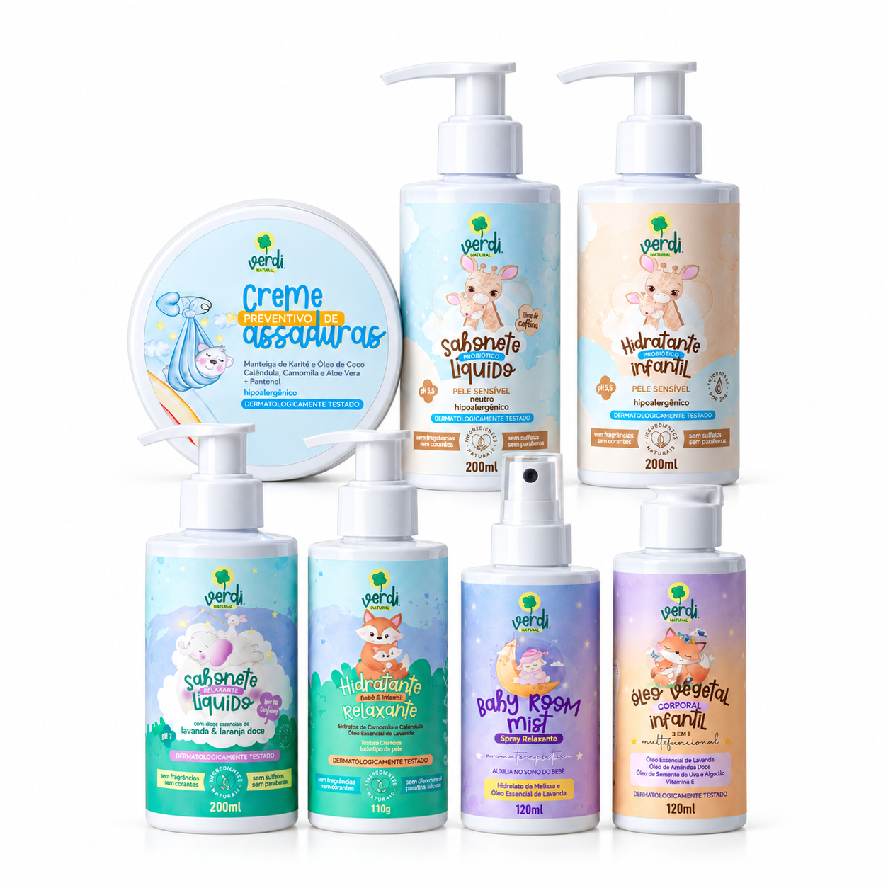 Kit Higiene para Bebê Verdi Natural – 7 Produtos Desde o Nascimento