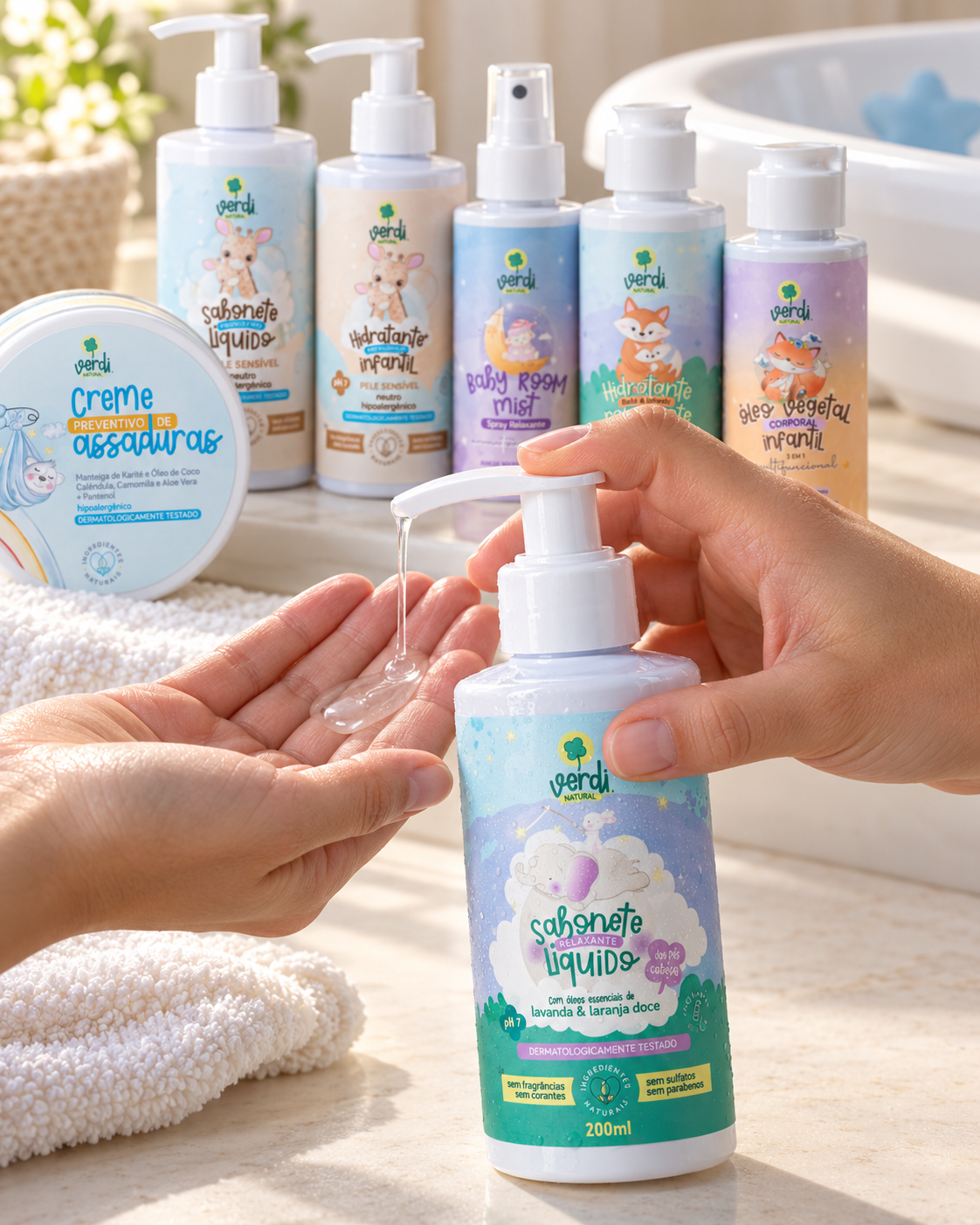 Kit Higiene para Bebê Verdi Natural – 7 Produtos Desde o Nascimento