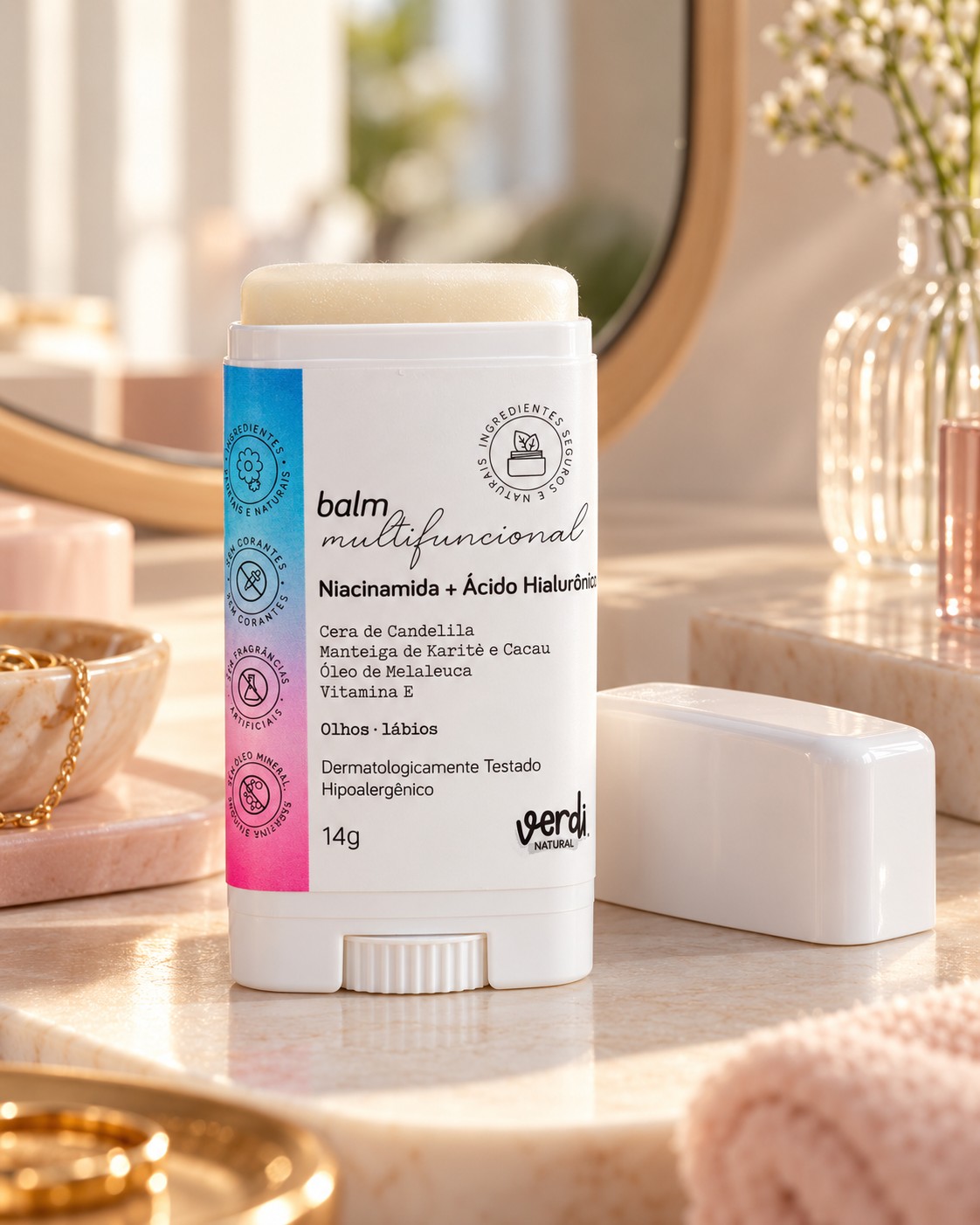 Balm de Olhos e Boca com Niacinamida e Ácido Hialurônico 14 g – Verdi Natural