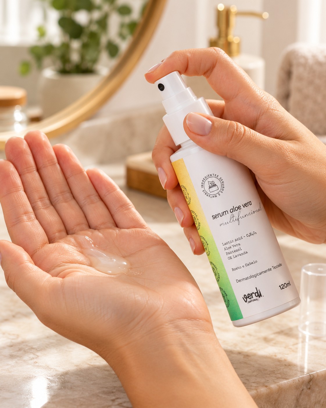 Sérum Aloe Vera Multifuncional com Ácido Lático 120 ml – Rosto e Cabelo – Verdi Natural