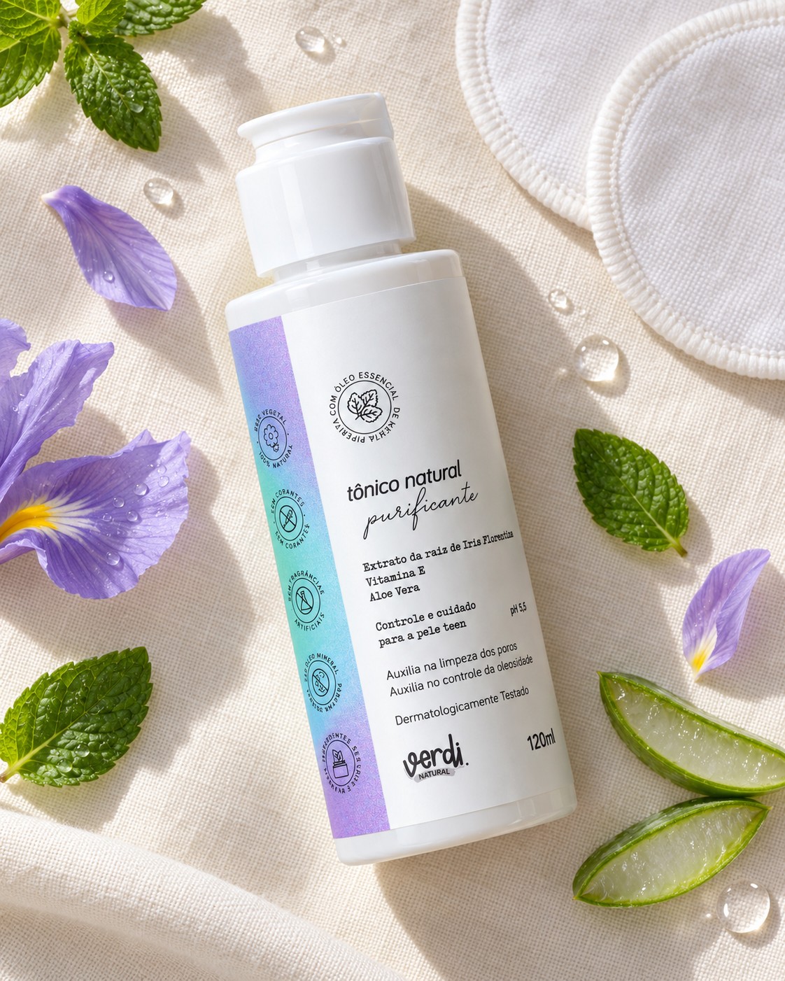 Tônico Facial Natural Purificante para Pele com Acne e Oleosa 120 ml – Verdi Natural