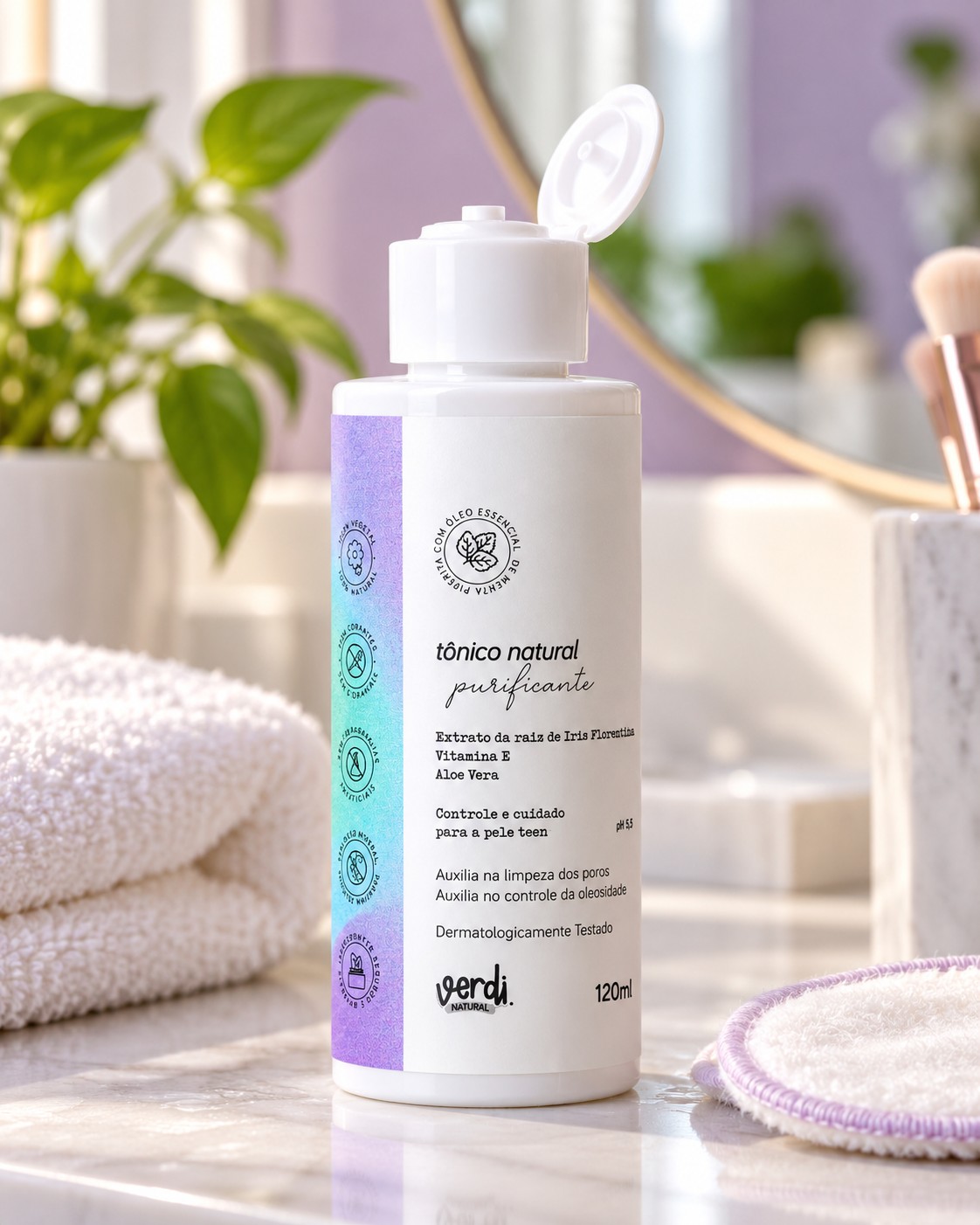 Tônico Facial Natural Purificante para Pele com Acne e Oleosa 120 ml – Verdi Natural