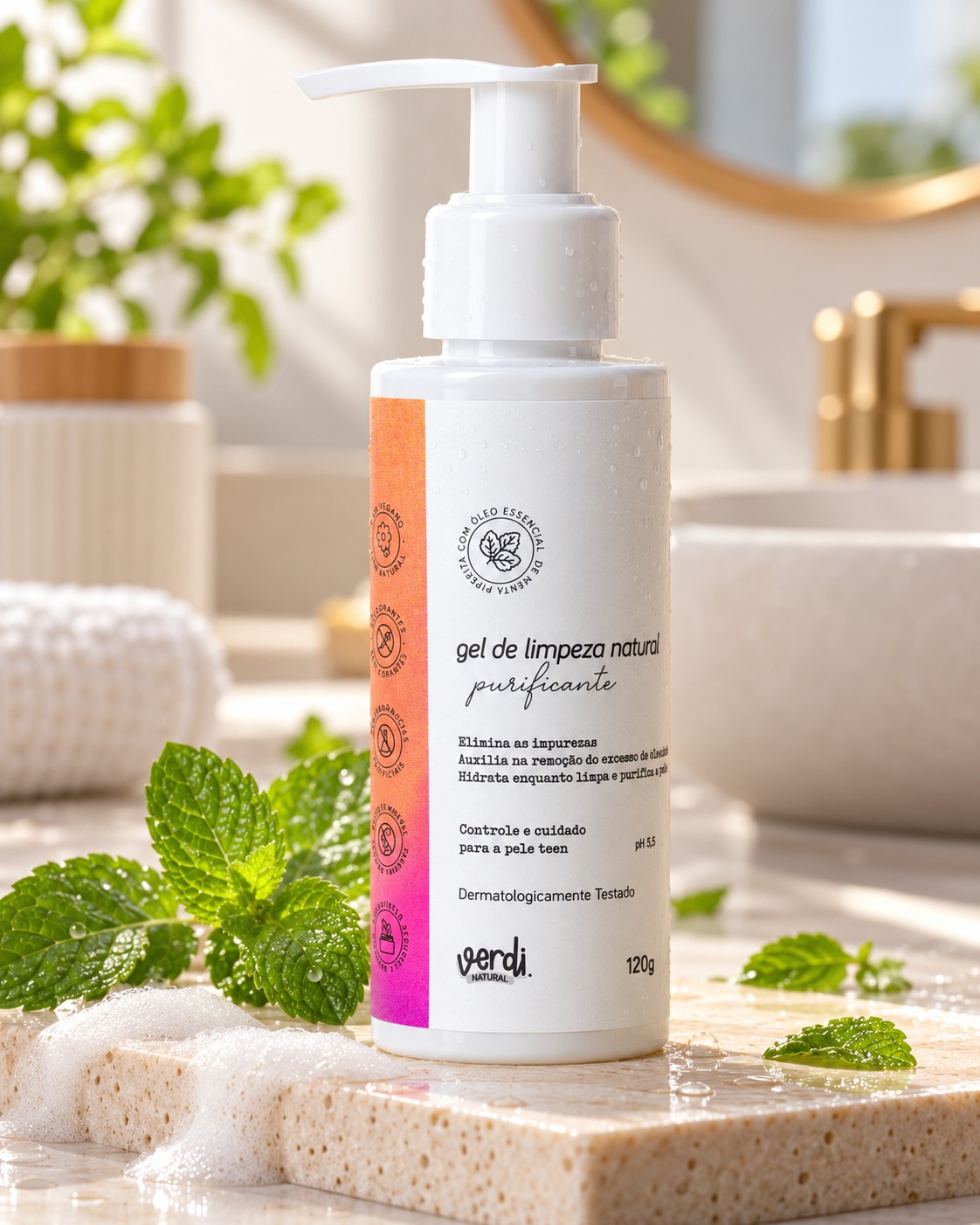 Gel de Limpeza Facial Natural Purificante para Pele com Acne e Oleosa 120 g – Verdi Natural