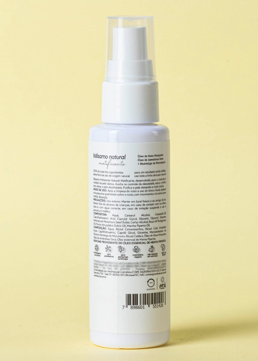 Bálsamo Facial Natural Matificante para Pele com Acne e Oleosa 60 g – Verdi Natural