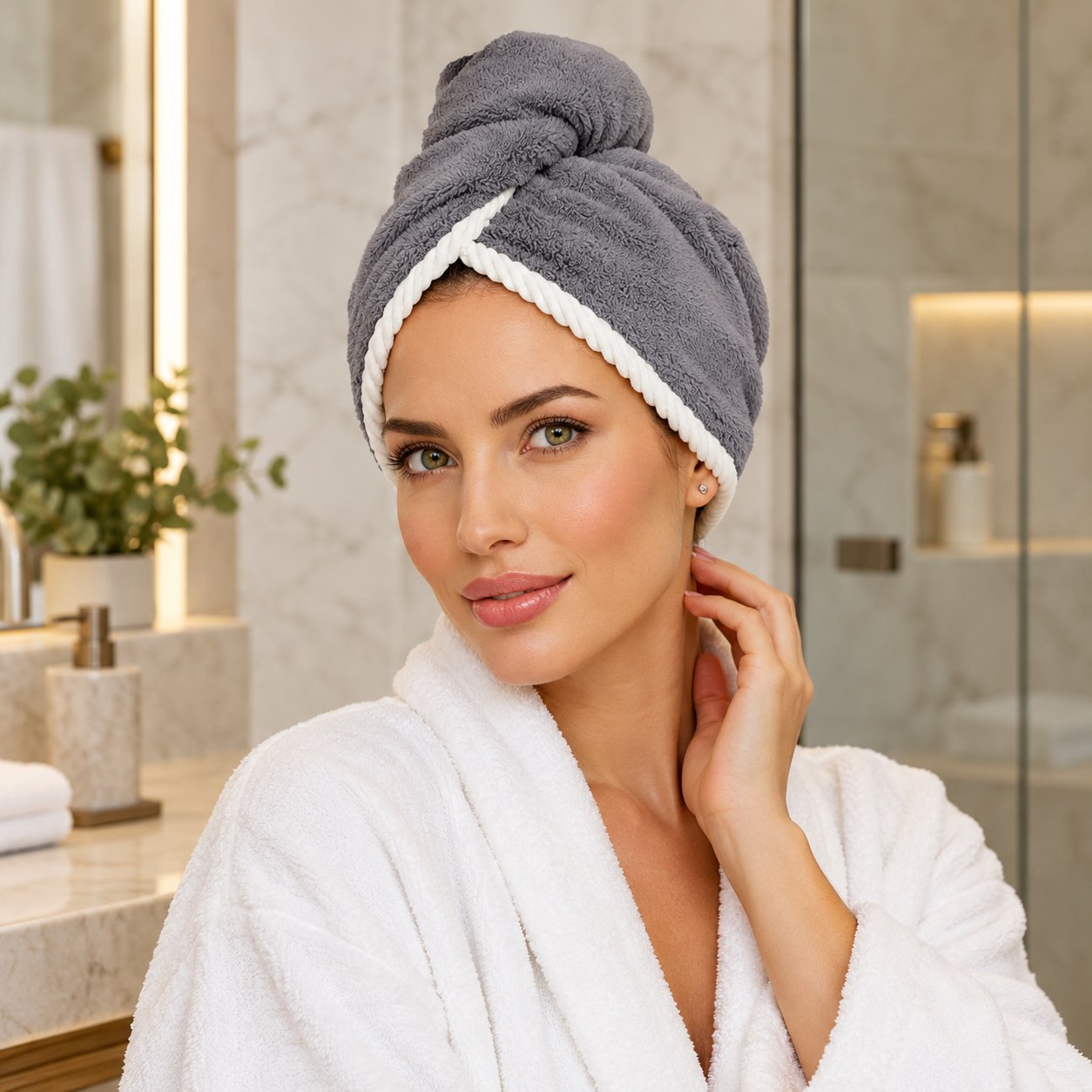 Touca para Cabelo Laço Home Power Sec Dupla Face Cinza Escuro